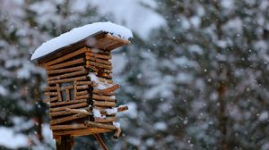 Preview wallpaper birdhouse, snow, winter
