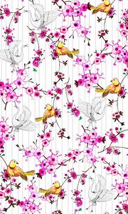 Preview wallpaper birds, flowers, pattern, art