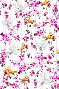 Preview wallpaper birds, flowers, pattern, art