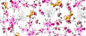 Preview wallpaper birds, flowers, pattern, art