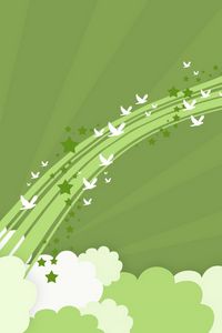 Preview wallpaper birds, lines, flight, green