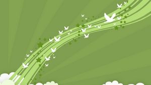 Preview wallpaper birds, lines, flight, green