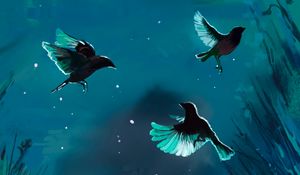 Preview wallpaper birds, night, art