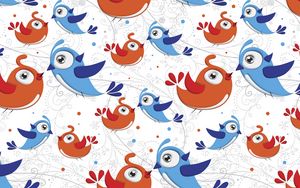 Preview wallpaper birds, patterns, blue, orange