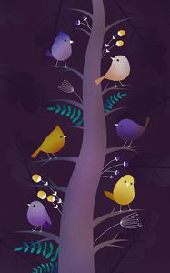 Preview wallpaper birds, tree, art, branches