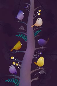 Preview wallpaper birds, tree, art, branches