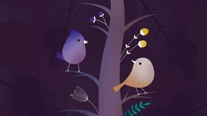 Preview wallpaper birds, tree, art, branches