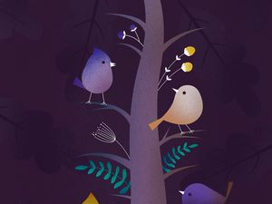 Preview wallpaper birds, tree, art, branches