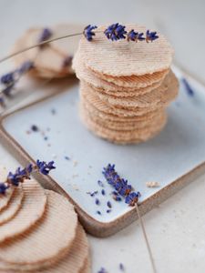 Preview wallpaper biscuits, cookies, pastries, lavender, flowers