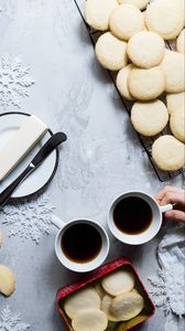 Preview wallpaper biscuits, pastries, coffee, cups