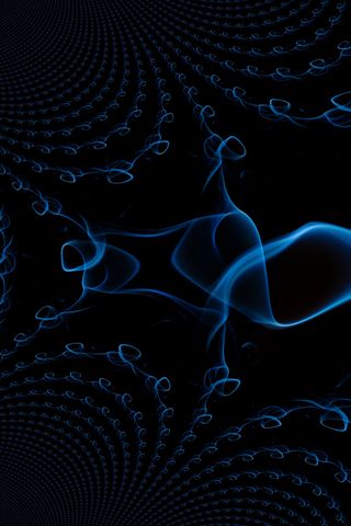 320x480 Wallpaper black background, smoke, line, abstraction