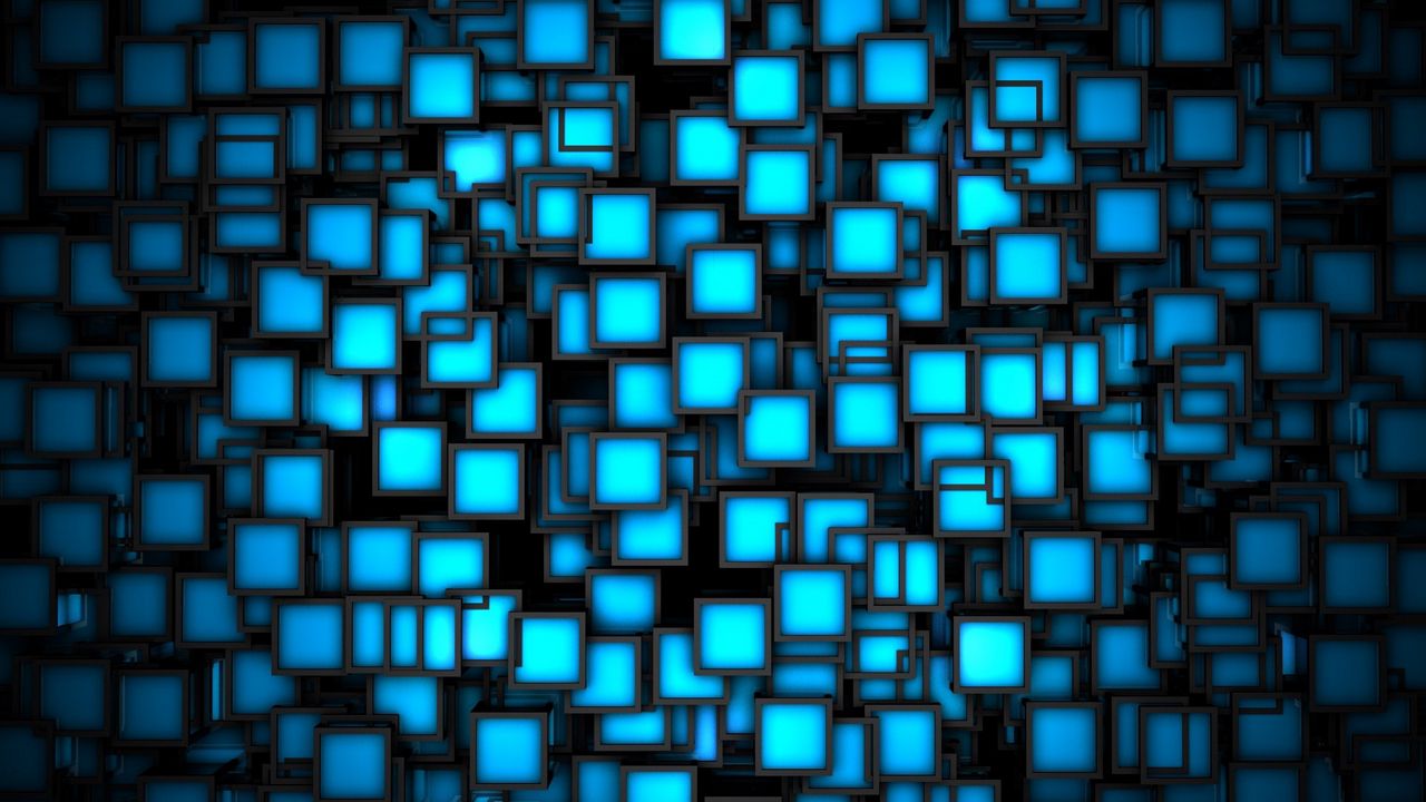 Wallpaper black, blue, bright, squares