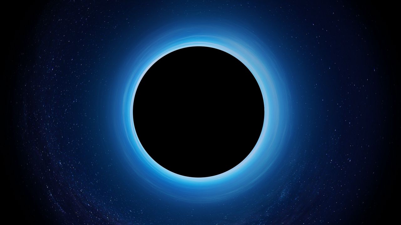 Wallpaper black hole, eclipse, stars, singularity, planet, space