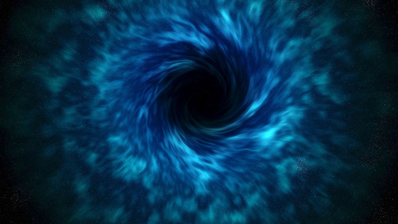 Wallpaper black hole, time, space, stars, distortion