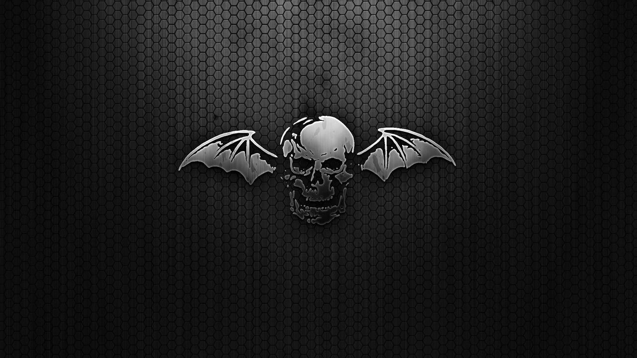 Wallpaper black, skull, wings, mesh