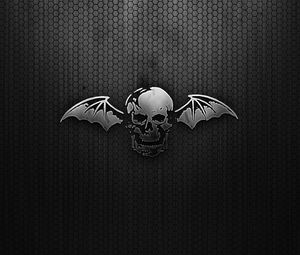Preview wallpaper black, skull, wings, mesh
