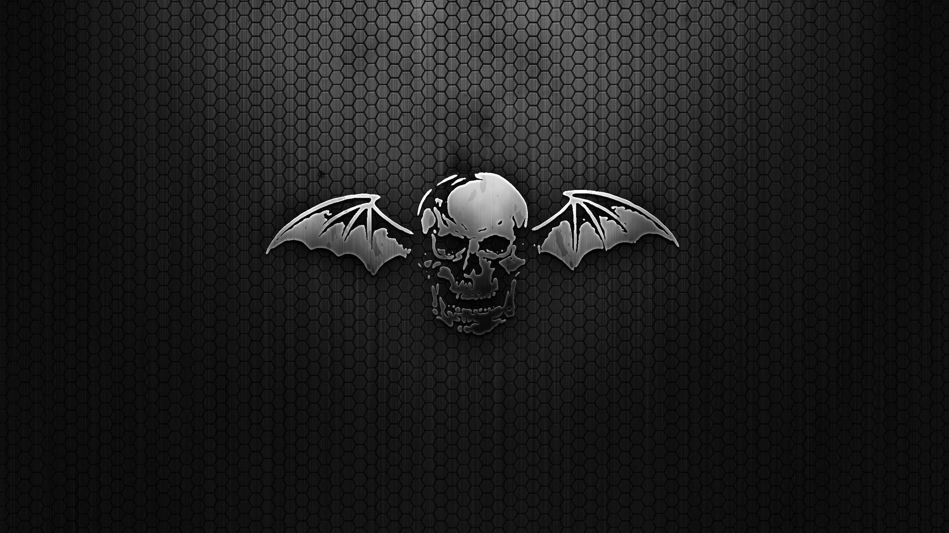1920x1080 Wallpaper black, skull, wings, mesh