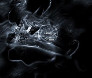 Preview wallpaper black white, abstract, light, lights, explosion
