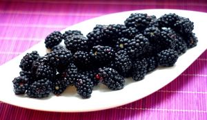 Preview wallpaper blackberries, berries, plate