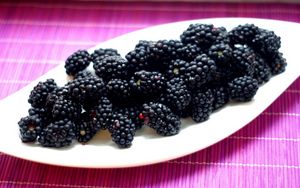 Preview wallpaper blackberries, berries, plate