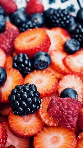 Preview wallpaper blackberries, raspberries, strawberries, blueberries, berries