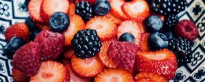 Preview wallpaper blackberries, raspberries, strawberries, blueberries, berries