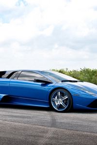 Preview wallpaper blue, road, lamborghini