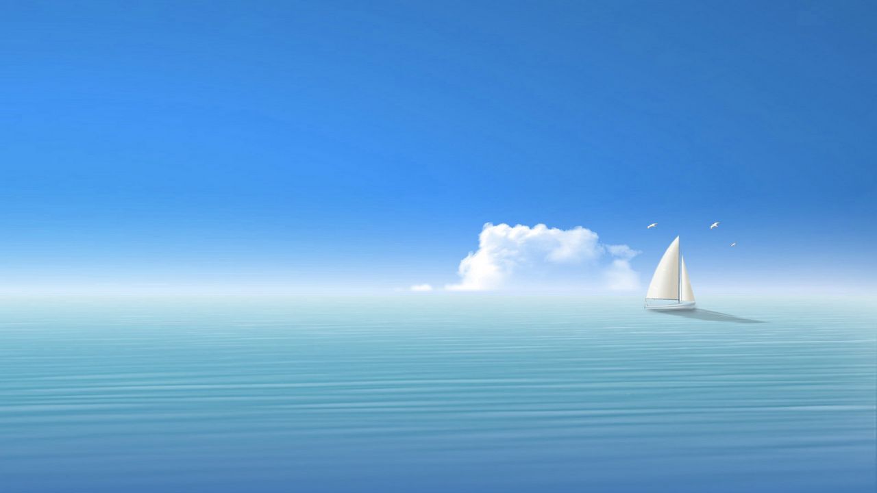 Wallpaper blue, sea, ship, sky