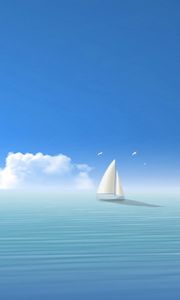 Preview wallpaper blue, sea, ship, sky