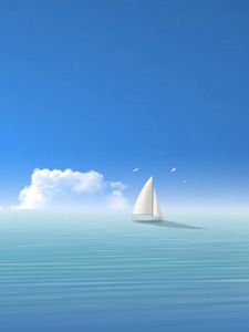 Preview wallpaper blue, sea, ship, sky