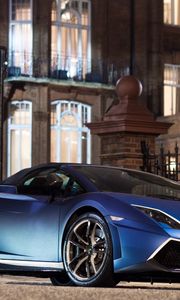 Preview wallpaper blue, sign, city, lamborghini