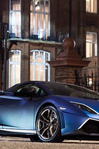 Preview wallpaper blue, sign, city, lamborghini