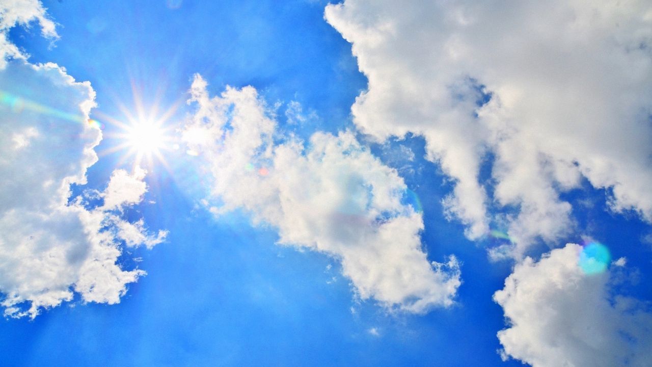 Wallpaper blue sky, sun, light, clouds, day, air