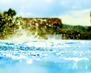 Preview wallpaper blue water, drops, splashes, macro