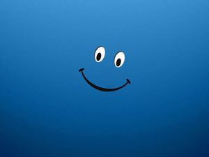 Preview wallpaper blue, white, smile, drawing