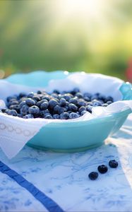 Preview wallpaper blueberries, berries, milk, crockery