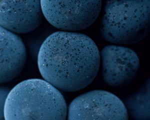 Preview wallpaper blueberries, grape, berries, macro, drops, blue