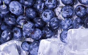 Preview wallpaper blueberries, ice, water, berries