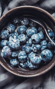 Preview wallpaper blueberry, berries, breakfast, milk, plate