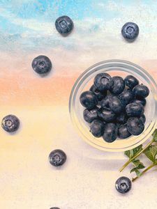 Preview wallpaper blueberry, berry, branches, leaves