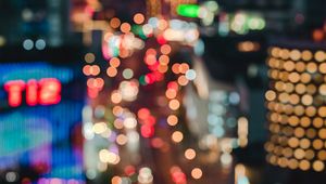 Preview wallpaper blur, bokeh, lights, colorful, glare, city