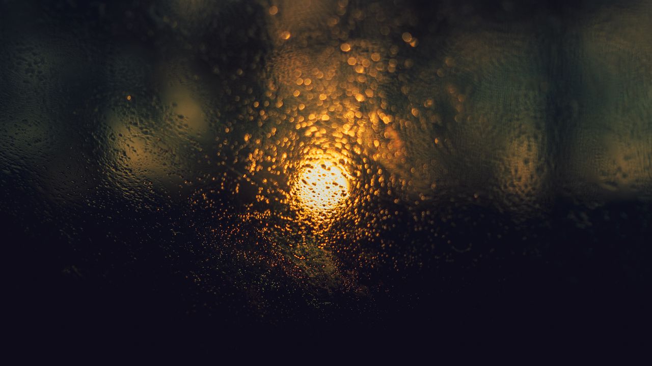 Wallpaper blur, light, bokeh, drops, wet, glass