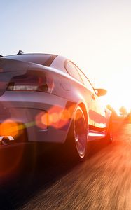 Preview wallpaper bmw 1 series m coupe, bmw, car, sunlight, movement, art