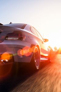 Preview wallpaper bmw 1 series m coupe, bmw, car, sunlight, movement, art