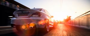 Preview wallpaper bmw 1 series m coupe, bmw, car, sunlight, movement, art