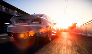 Preview wallpaper bmw 1 series m coupe, bmw, car, sunlight, movement, art