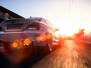 Preview wallpaper bmw 1 series m coupe, bmw, car, sunlight, movement, art