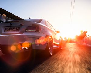 Preview wallpaper bmw 1 series m coupe, bmw, car, sunlight, movement, art