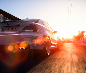 Preview wallpaper bmw 1 series m coupe, bmw, car, sunlight, movement, art