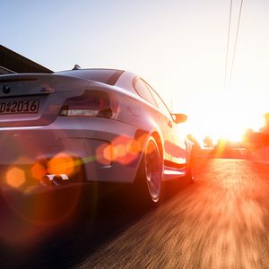 Preview wallpaper bmw 1 series m coupe, bmw, car, sunlight, movement, art